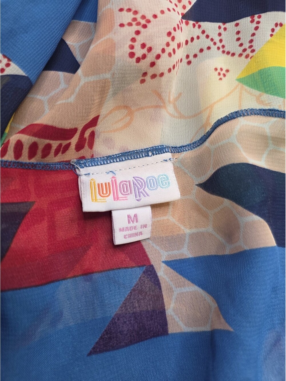 LuLaRo Boho Chic Geometric Print Sheer Long Kimono Duster Y2K MED - Picture 6 of 6